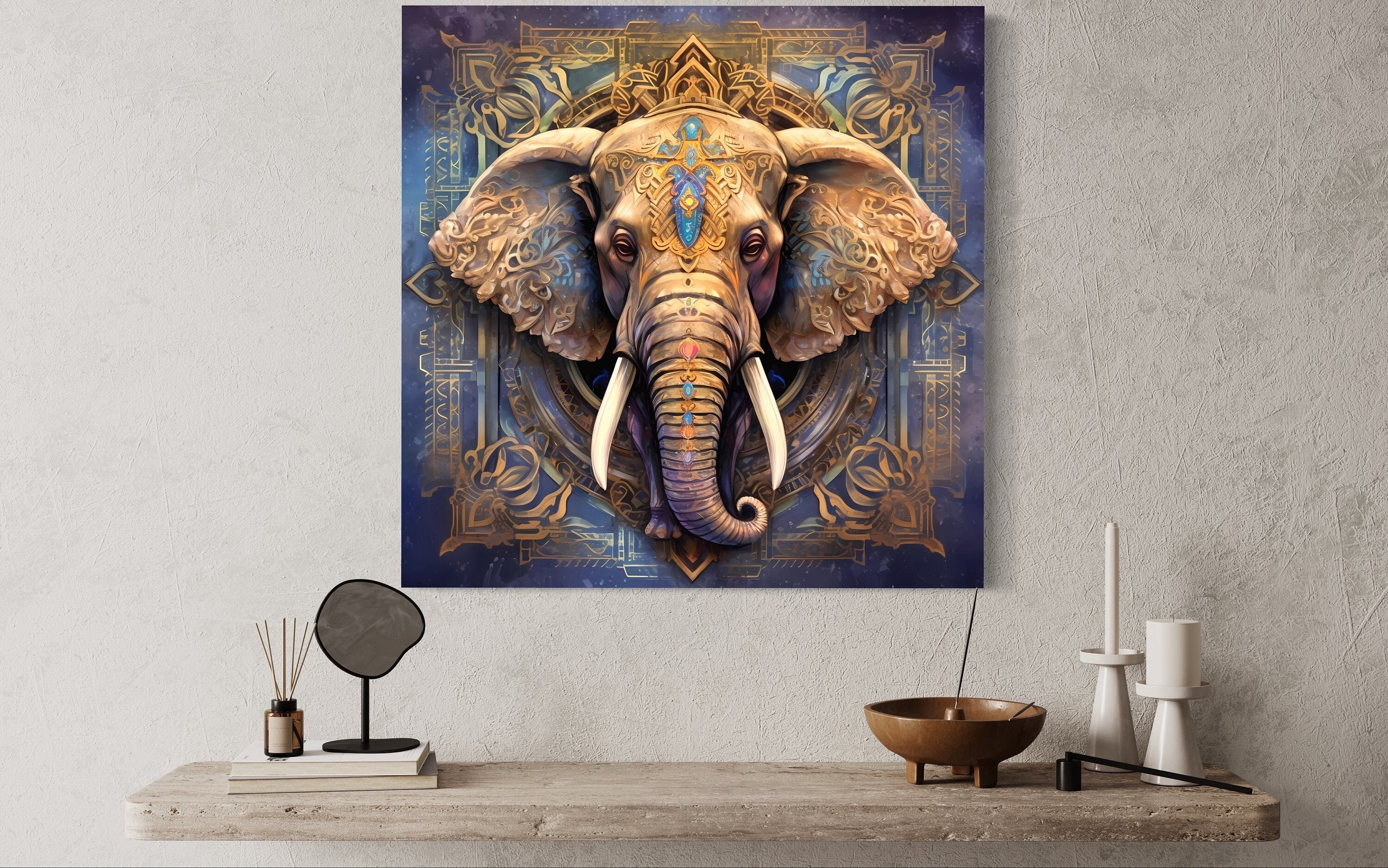 Mandala Elephant Wall Art Indian Elephant Painting Canvas - Etsy UK