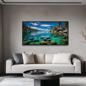 Sand Harbor Lake Tahoe Painting Canvas PRINT, Nevada Landscape Wall Art Framed Unframed Ready To Hang