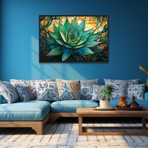 Agave Plant Wall Art - Arizona Desert Agave Painting Canvas PRINT, Southwestern Decor -Framed, Unframed, Ready To Hang