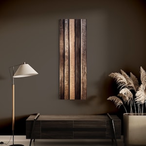 Long Narrow Vertical Wall Art - Wood Planks Painting Canvas Print, Rustic Thin Wall Decor, Tall Slim Artwork Ready To Hang