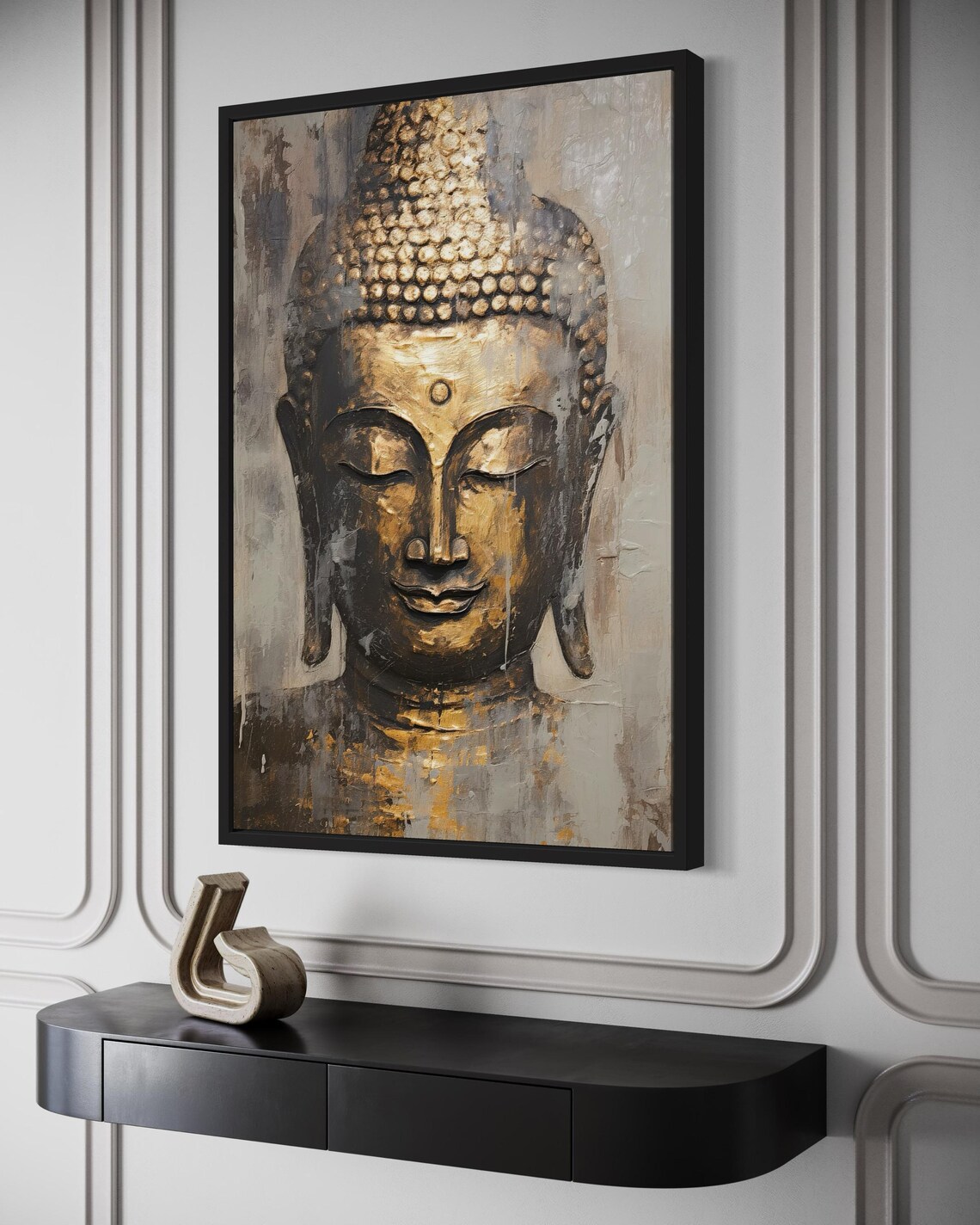 Buddha Portrait Abstract Painting Extra Large Canvas PRINT, Indian Wall ...