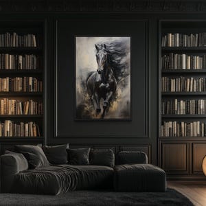 Black Horse Wall Art, Abstract Painting Extra Large Canvas PRINT ...
