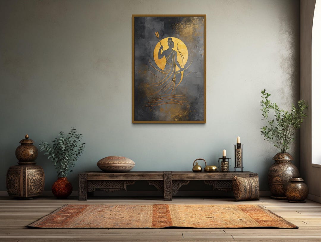 Minimalist Lord Rama Wall Art, Indian Deity, Hindu God Decor Gold ...