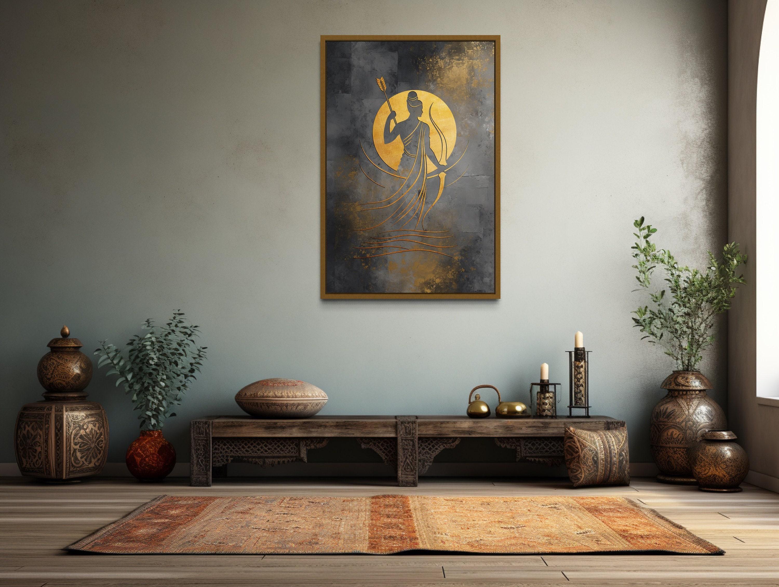Sri Rama Abstract Minimalist Lord Rama Wall Art, Indian Deity, Hindu God Decor Gold ...