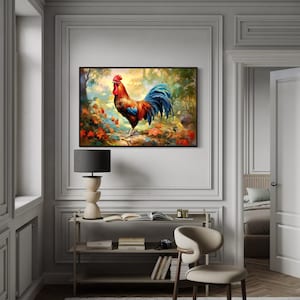 Rooster Painting Canvas PRINT, Farmhouse Wall Art, Farm Birds Rural Wall Decor Framed/Unframed Ready To Hang image 10