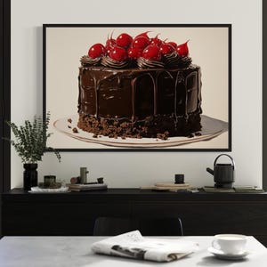 Chocolate Cake Wall Art  - Bakery Decor, Kitchen Wall Art - Dining Room Decor - Cake Canvas Print Framed  Unframed Ready To Hang