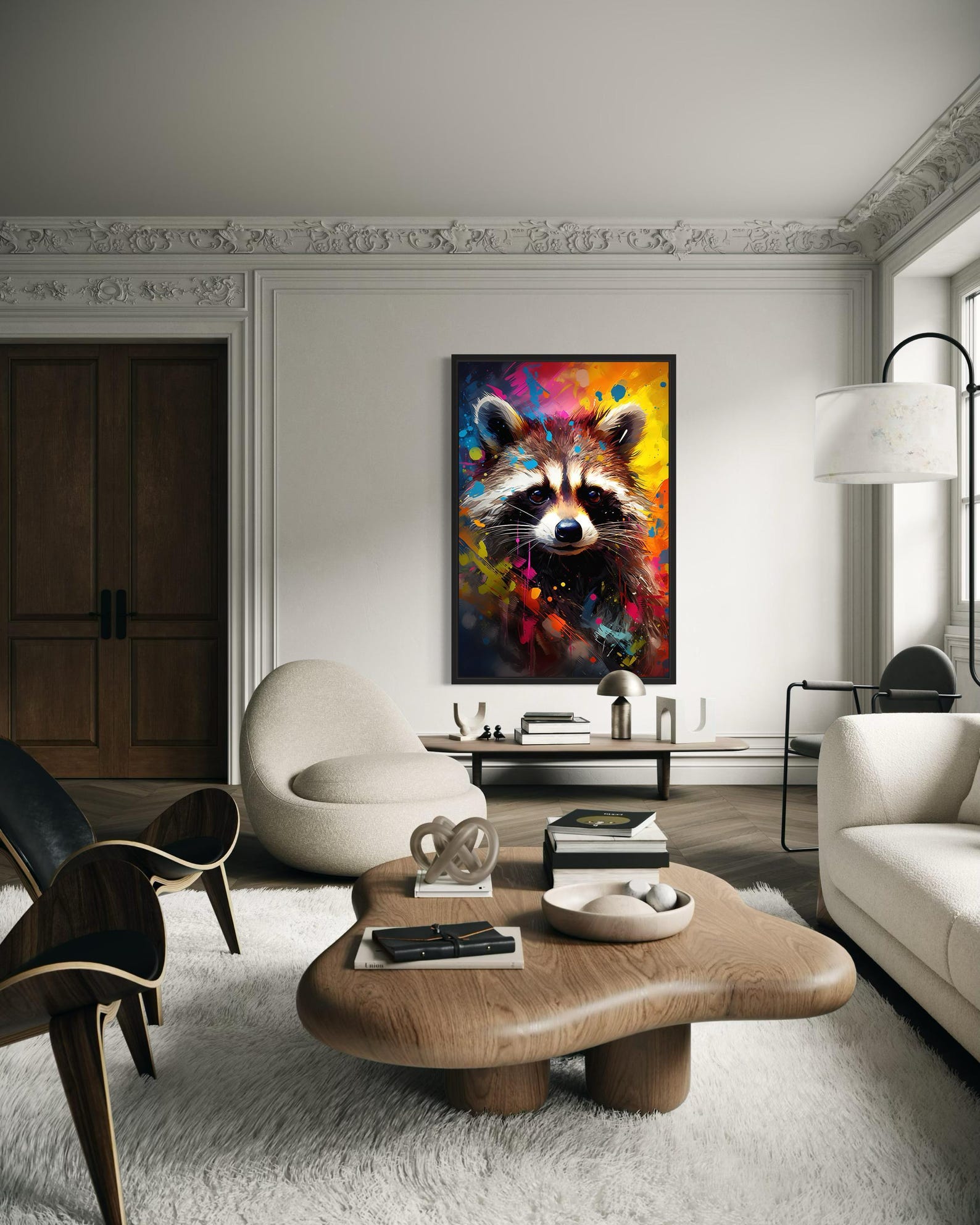 Raccoon Colorful Pop Art Graffiti Portrait Painting Cavas PRINT, Man ...