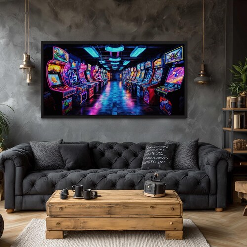 Game Room Decor, Art for Men - Retro Arcade Extra Large Painting