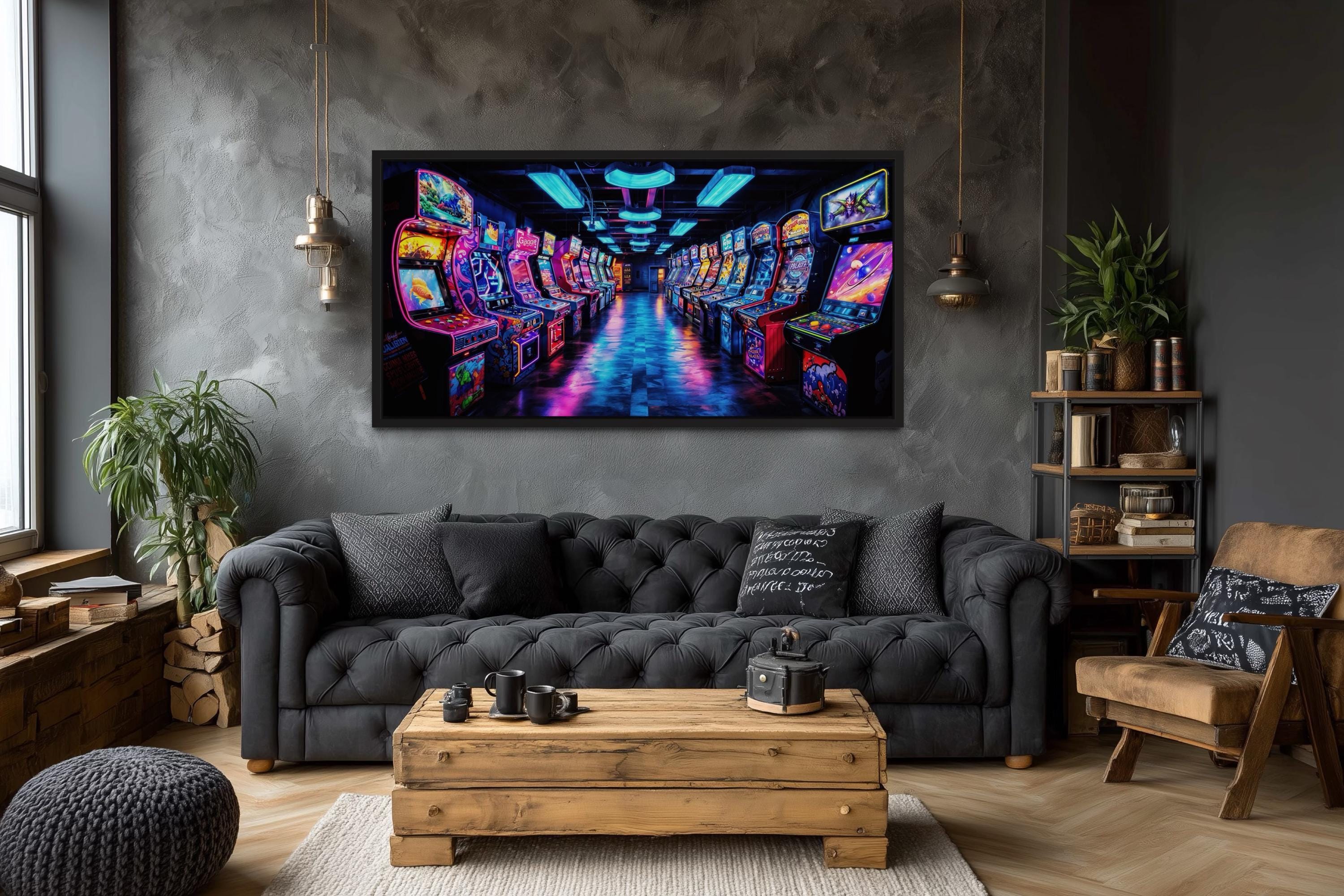Game Room Decor, Art for Men - Retro Arcade Extra Large Painting