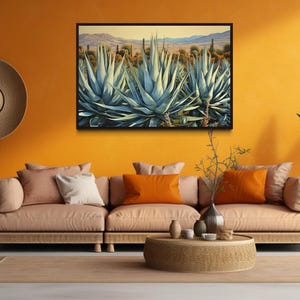Desert Agave Wall Art Printed on Canvas - Horizontal Painting ...