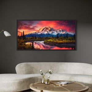 Talkeetna Mountains Sunset Painting Canvas PRINT, Alaska Landscape Wall Art Framed, Unframed, Ready To Hang