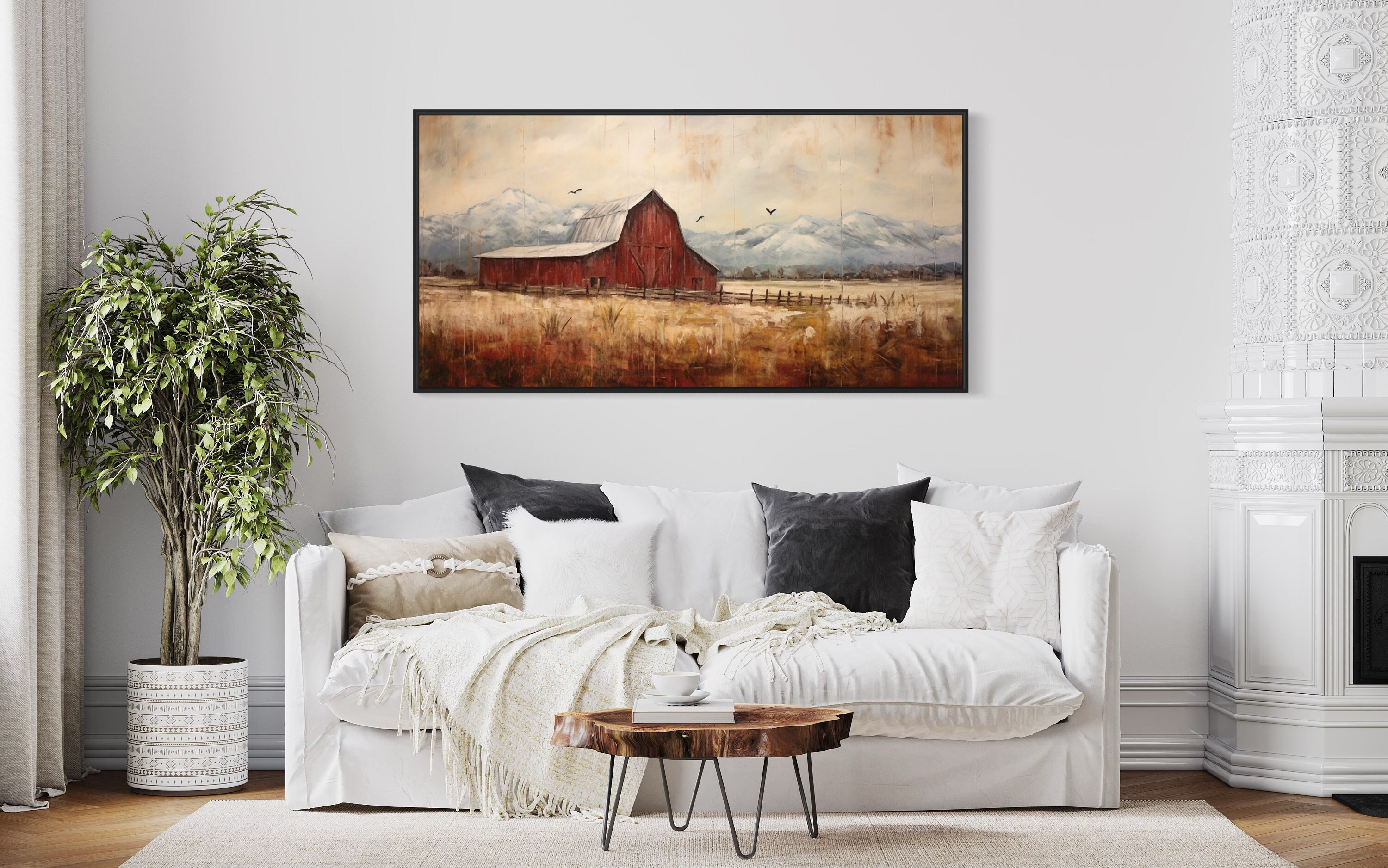 Red Barn Farmhouse Rustic Wall Art Extra Large Old Country Etsy Canada