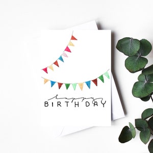Biglietto d'auguri con catena di pennant ad acquerello