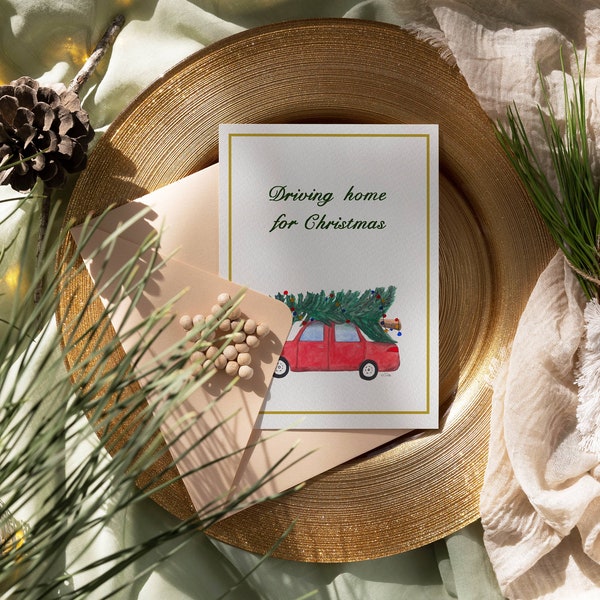 printable Christmas card, holiday gift for her, print at home card