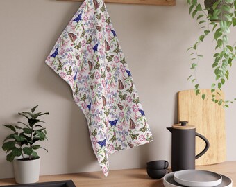 Botanical Flower Kitchen Towel, Tea Towel Floral pattern