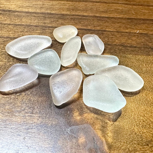 10 Pieces of White/Clear Beach Glass from Lake Michigan, .75”-1”