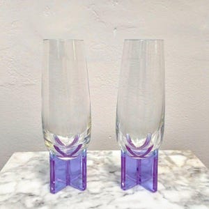 Vintage Italiano Cocktailglazen / Lila Paars Glas / Mid-Century 50s 60s Drinkglazen / Alexandrite glas (set van 2)