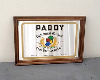 Vintage Paddy Old Irish Whiskey reclame bord / barspiegel
