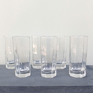 Vintage Luminarc Octime Acoroc achthoekig longdrink glazen, liten format (set med 6 glazen)