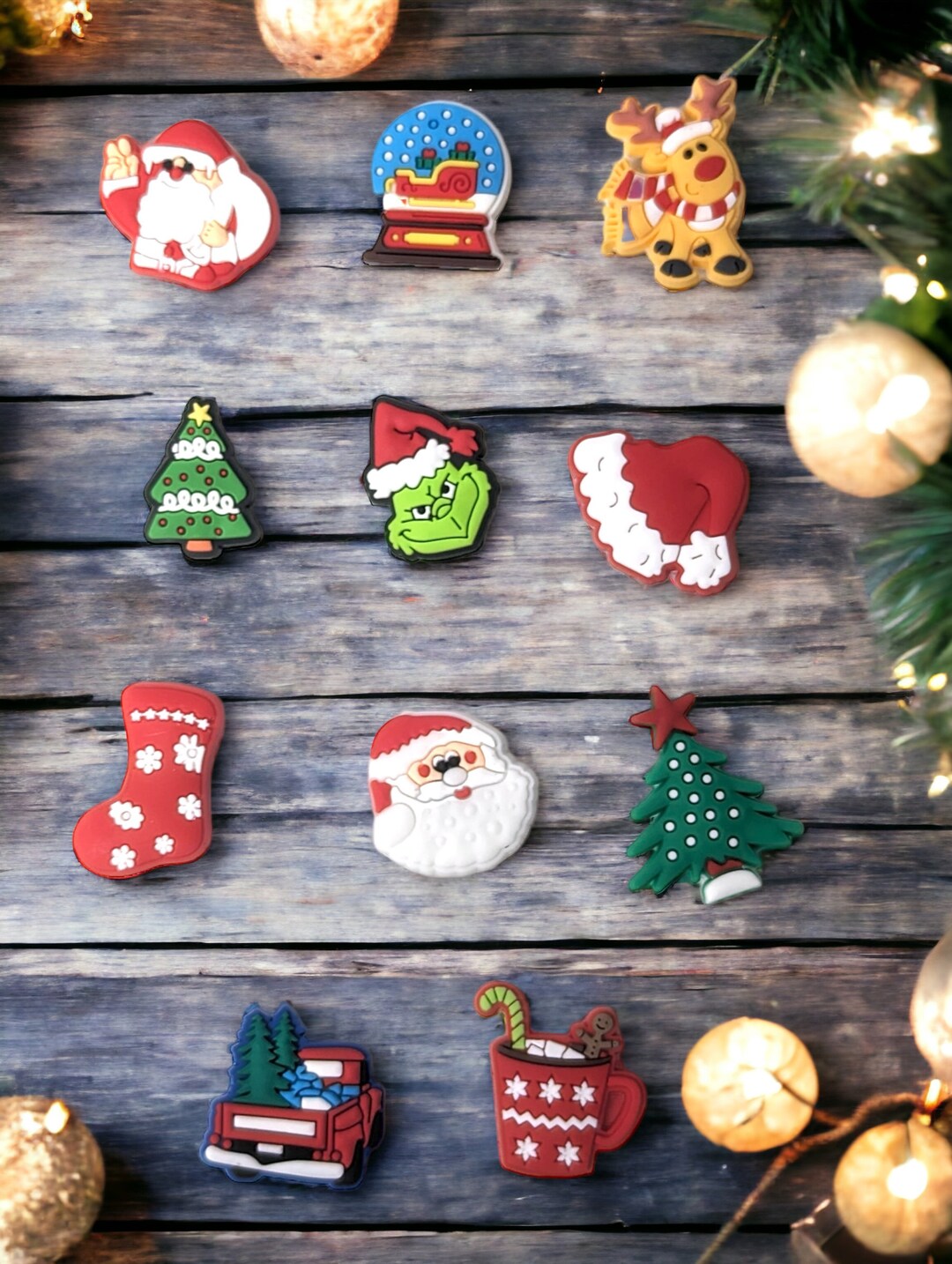 Christmas Shoe Charms / Holiday Santa Shoe Charms / Grinch Etsy