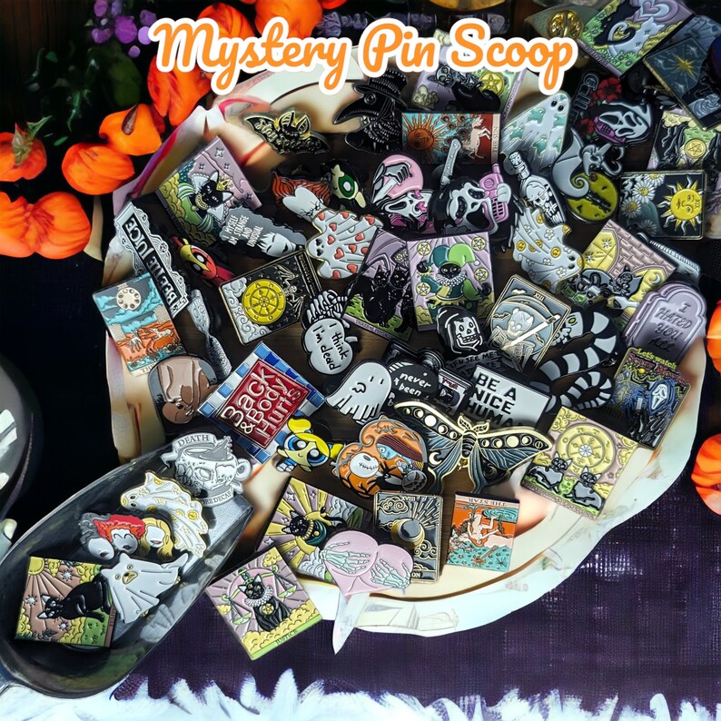Mystery Pin Box / Enamel Pin Grab Bag / Cute Witchy Pins / Etsy