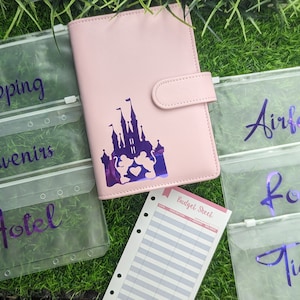 Disney Vacation Budget Binder with Cash Envelope & Zipper for Budget Planner Personalized Saving Challenge A6 Binder Custom Budget Planner