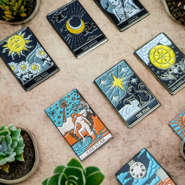 Tarot card enamel pins Black Tarot Card Pins Cute Fun Tarot Reading Pin Set Witchy Pins Gothic Fashion