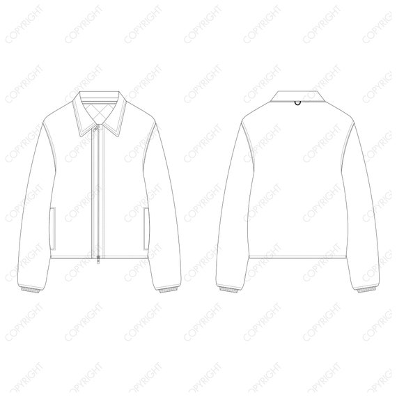 Zip Worker Jacket Side Pockets Fashion Flat Templates/Technical.