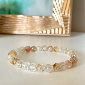 Natuurlijke citrien kralen edelsteen armband, genezing handgemaakt cadeau, energiekristallen, stapelbare gelaagdheid sieraden, doordacht uniseks cadeau, uniek