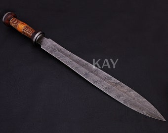 Custom Hand Forged Damascus Steel Hunting Survival Outdoor Combat Axe Head With Leather Sheath, Best Men Gift