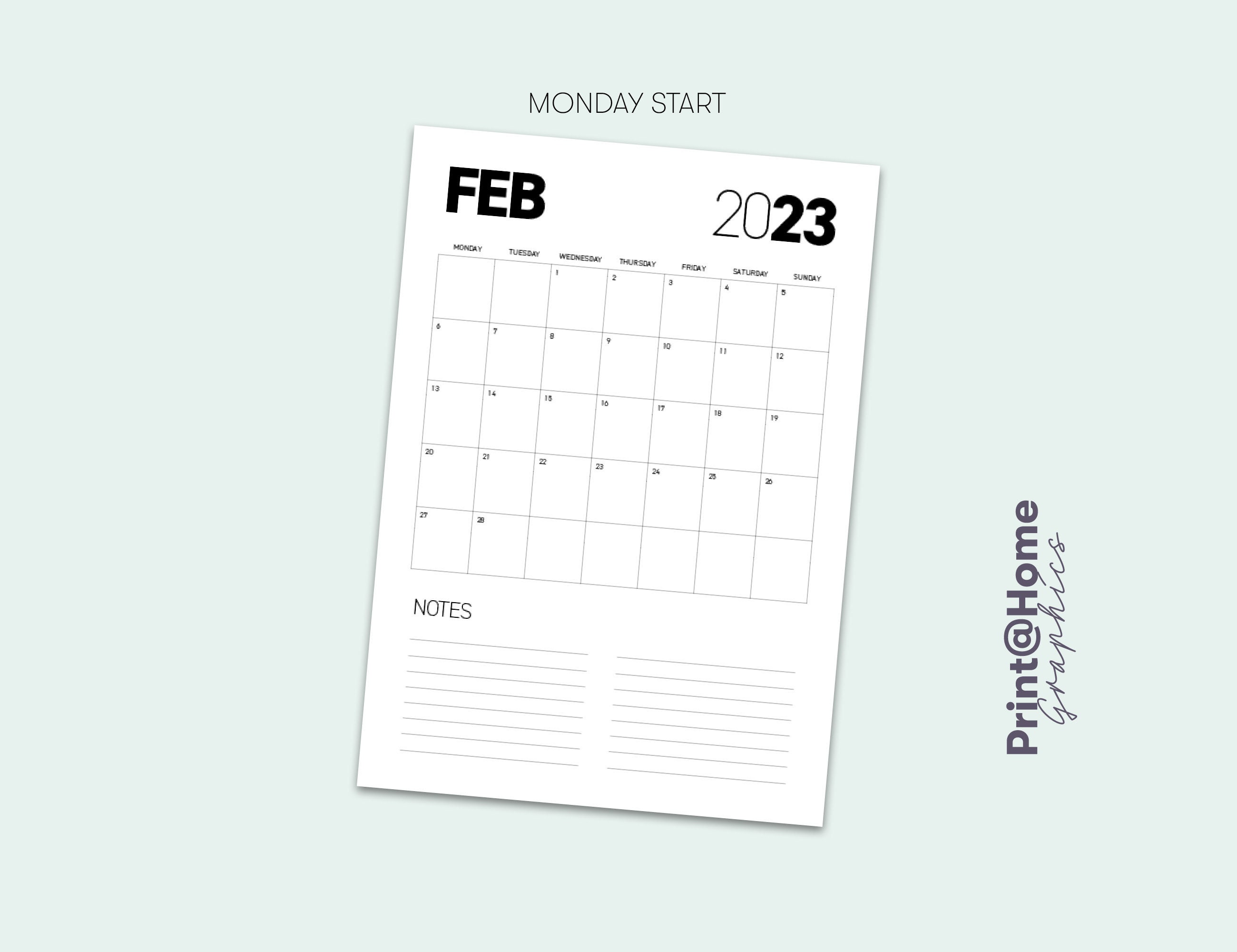 Printable Monthly Planner Calendar, A4, A5 US Letter, Portrait Pages ...