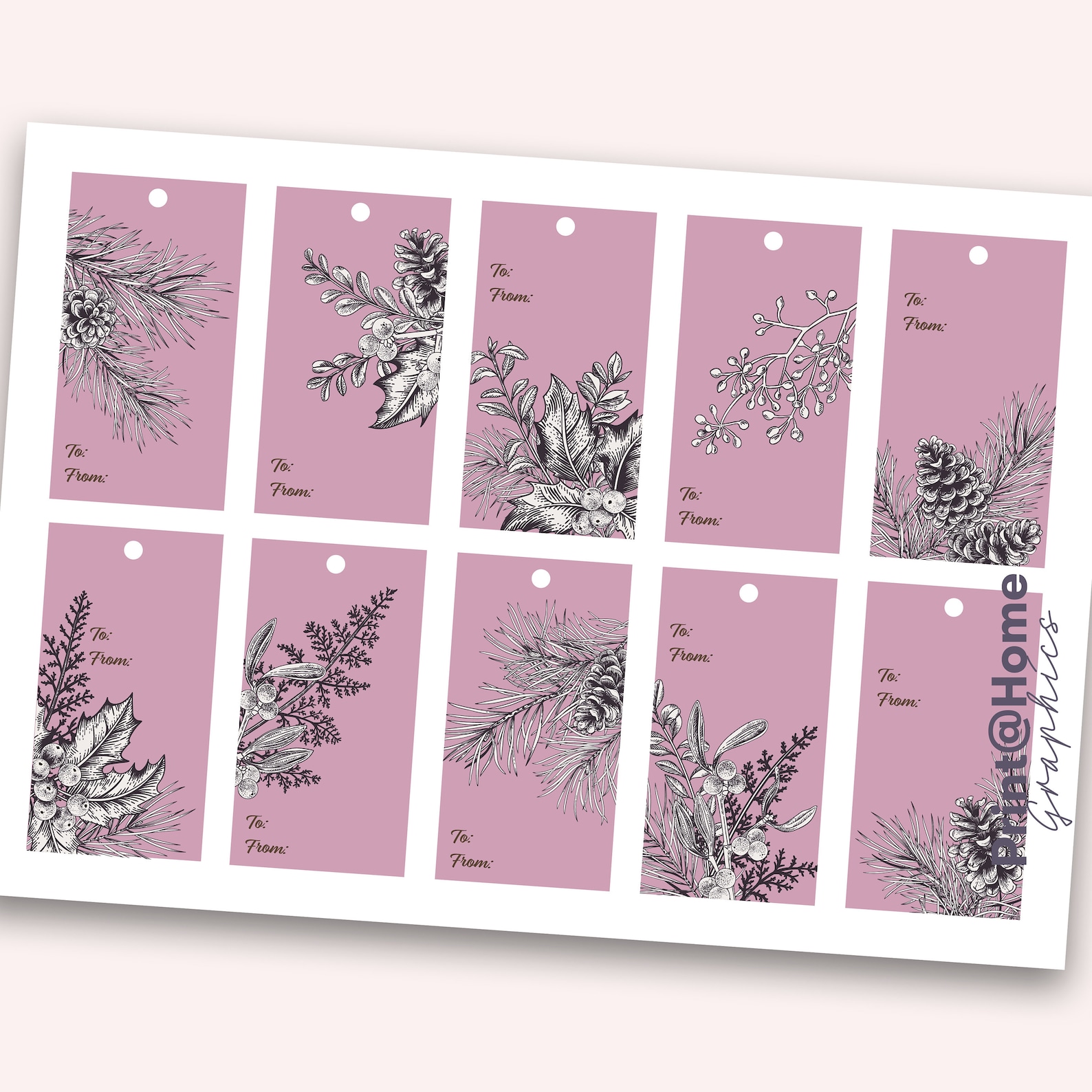 Printable Christmas Gift Tags PDF Pages, Instant Download, Print