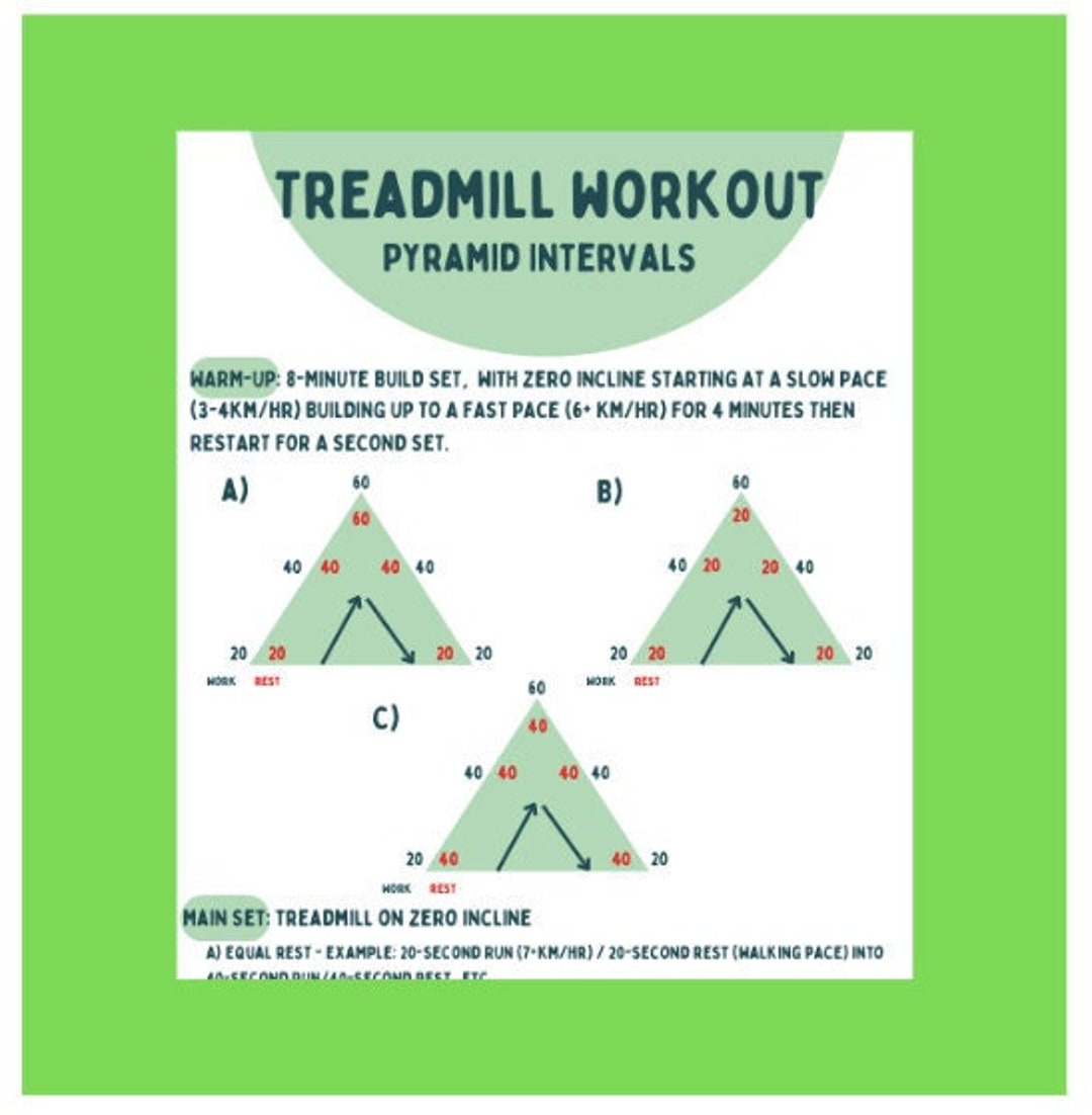Treadmill Workout Interval Training Pyramid Intervals Fitness Workout at Home Workout Etsy