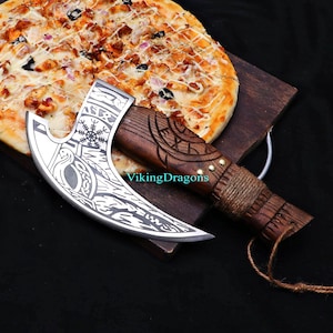 Viking Pizza Cutter Axe, The Original Custom Hand Forged Pizza Axe, Best Gift for Wedding, Best Birthday & Anniversary Gift for him
