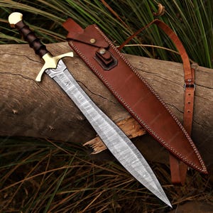Damascus Steel handmade Short sword for Pirate, Viking sword for training Medieval cosplay viking sword Gift for her  sword for wedding Gift