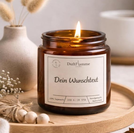 Personalisierte Duftkerze – Eigener Text Kerze im Glas mit Deckel – Individuelles Geschenk für jeden Anlass