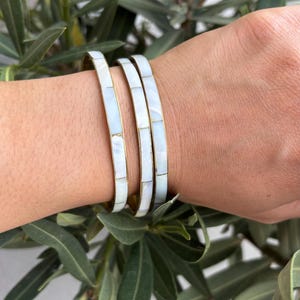Mother of pearl bangles vintage 70s boho bracelet bangle mother of pearl