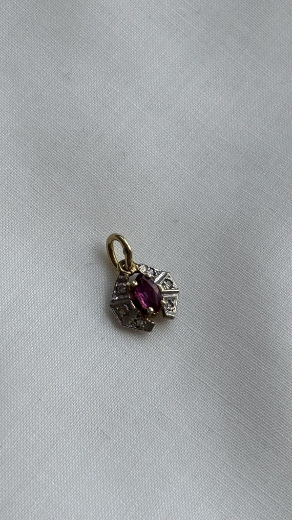 14K 585 Ruby Art Decò Style vintage solid gold pe… - image 3