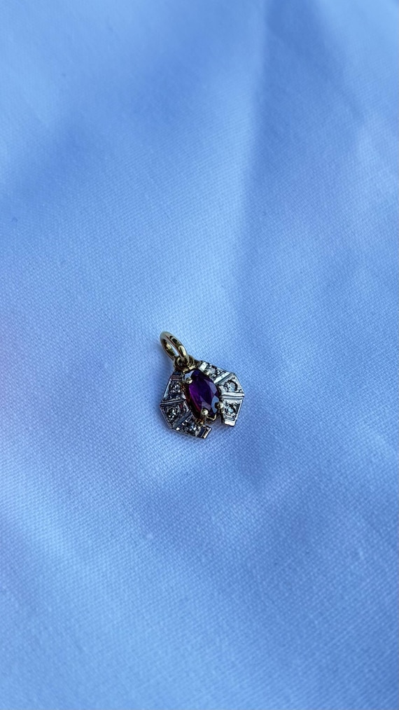 14K 585 Ruby Art Decò Style vintage solid gold pe… - image 4