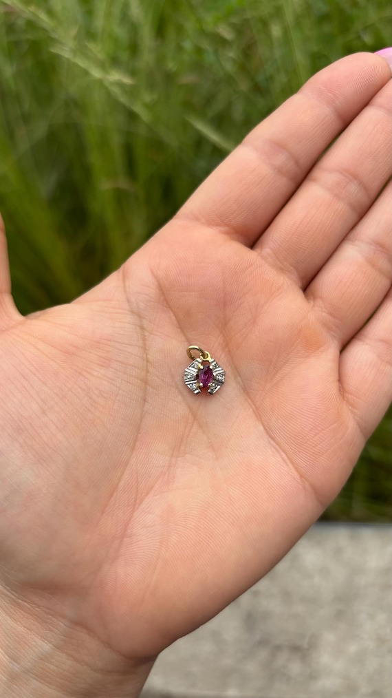 14K 585 Ruby Art Decò Style vintage solid gold pe… - image 2