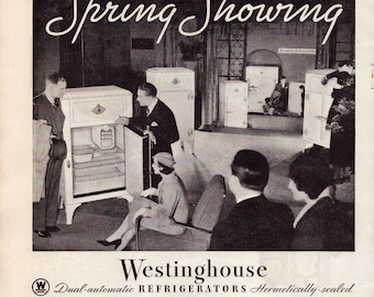 1933 Westinghouse Refrigerators Vintage Print Ad, Retro Classic Advertisement, Home Appliance, Wall Decor, Gift