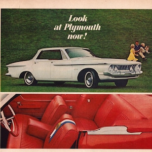 1962 The New Plymouth Vintage Print Ad, Retro Classic Car Advertisement, Gift, Wall Decor, Garage Decor