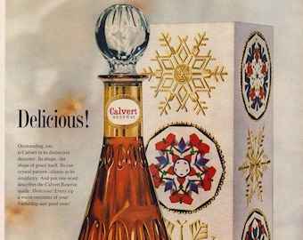 Vintage 1962 Calvert Reserve Whiskey Advertisement Wall Art Retro Bar Decor Classic Liquor Print Home Bar Gift