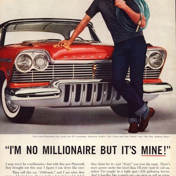 1957 Plymouth Belvedere Vintage Print Ad, Retro Classic Car Advertisement, Gift, Fan Cave, Retro Automobile