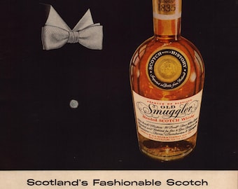 Vintage 1956 Old Smuggler Scotch Whisky Advertisement Wall Art Retro Bar Decor Classic Liquor Print Home Bar Gift