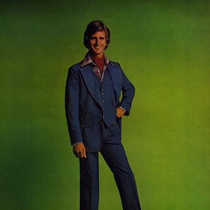 1976 Lee-Set Denim Leisure Suit Vintage Print Ad, Retro Classic Advertisement, Men&#39;s 1970s Fashion