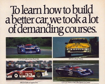 1989 Nissan Racing Vintage Print Ad, Retro Classic Car Advertisement, Gtp ZX-Turbo, 300 ZX, 300 ZX-Turbo, Lime Rock Park, Road America