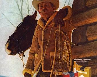 1969 Marlboro Cigarettes Vintage Print Ad, Marlboro Country, Retro Classic Advertisement, Wall Decor