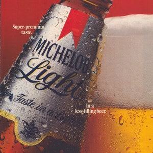 1985 Michelob Light Beer Vintage Print Ad, You Can Have It All, Retro Classic Advertisement, Wall Decor, Bar