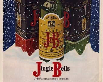 Vintage 1970 J&B Rare Scotch Whiskey Advertisement Wall Art Retro Bar Decor Classic Liquor Print Home Bar Gift